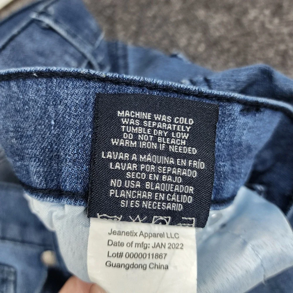Blue‎ Cult Distressed Jeans Mens 42 Blue Ripped Straight Leg Denim